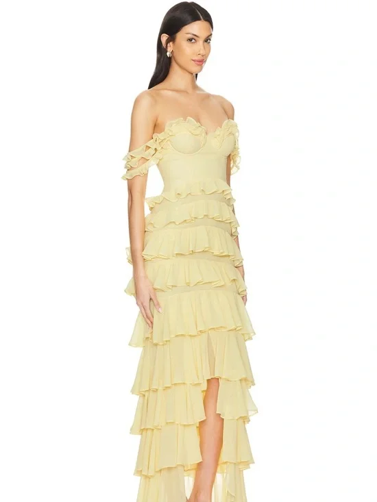 MAJORELLE Avalee Gown in Baby Yellow Size Small - Picture 3 of 14